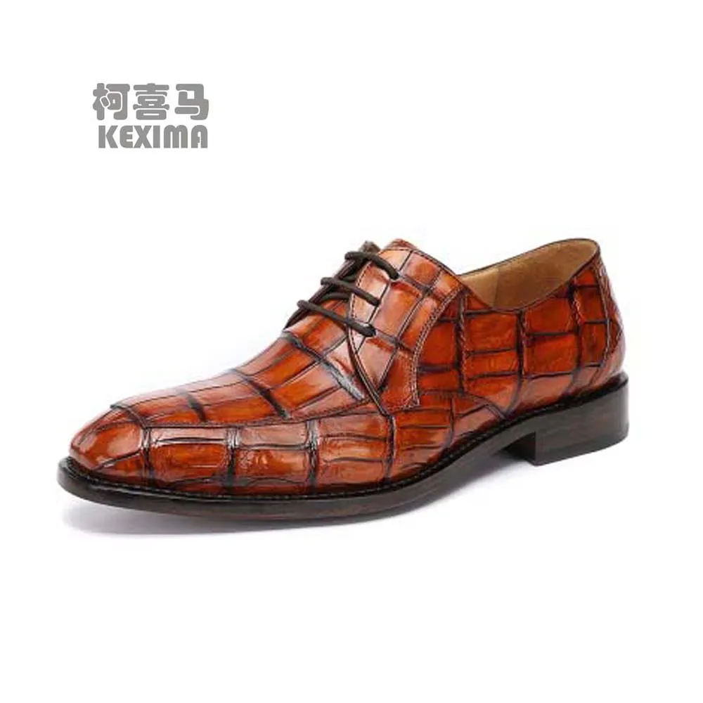 

hulangzhishi new arrival men dress shoes male formal shoes men crocodile leather shoes brush color shoes for male