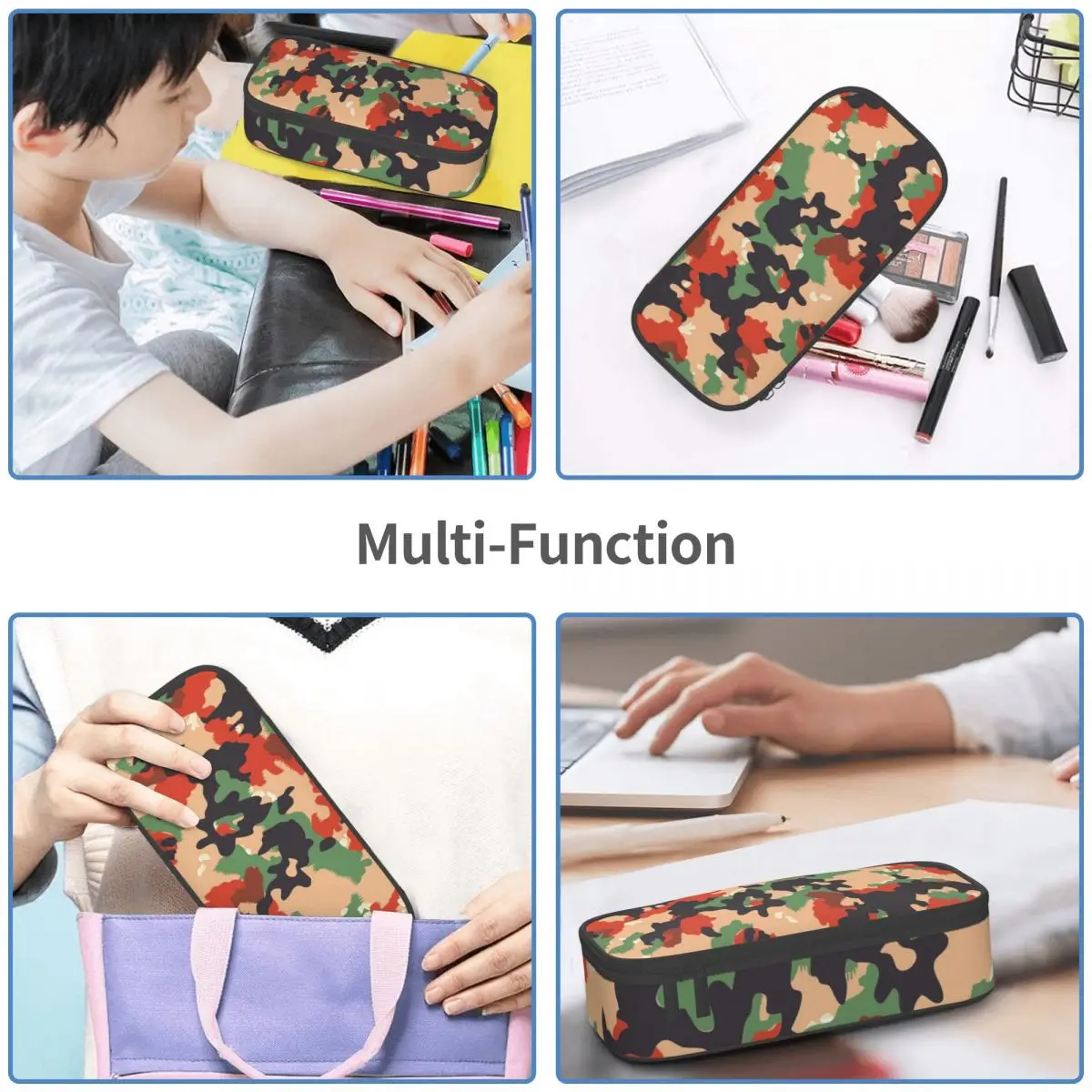 Camouflage Federmäppchen – Großes Fassungsvermögen, 22.5x9x11 Cm, Mit 3 Fächern, Perfekt Für Schule, Büro & Reise