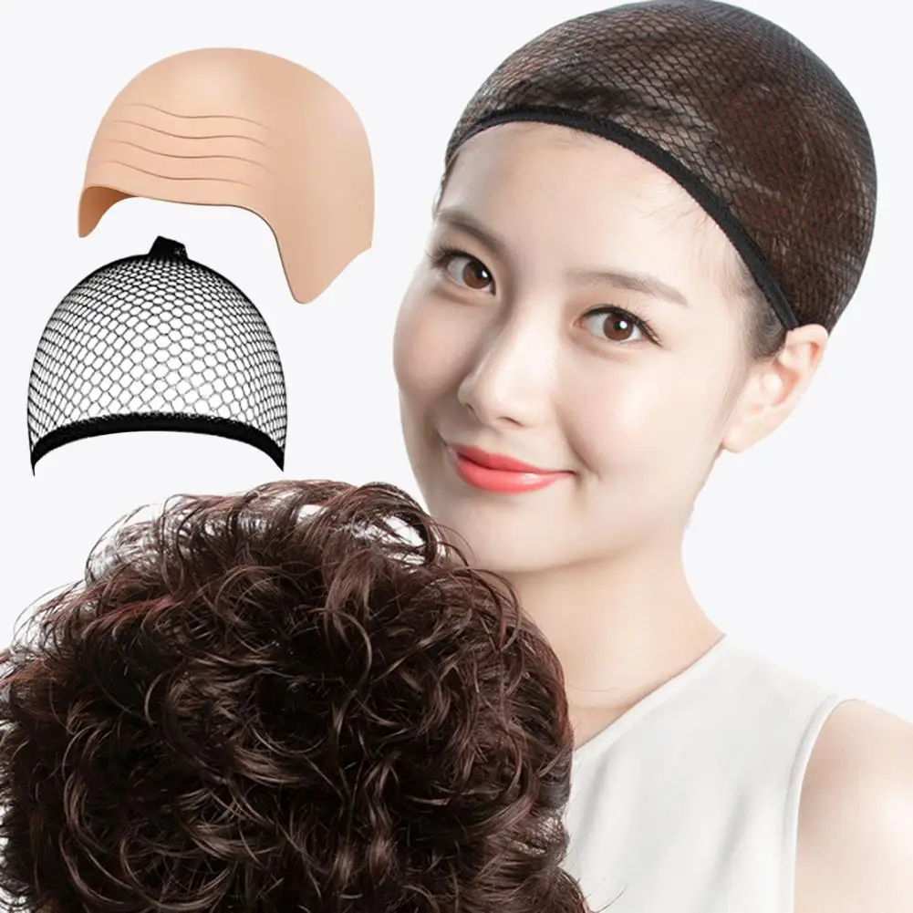 Fake Bald Head Wig Cap Wig Headgear Soft Makeup Latex Bald Hat Wig Adjustable Size Unisex Reusable Mesh Cover Men Costume Accessories