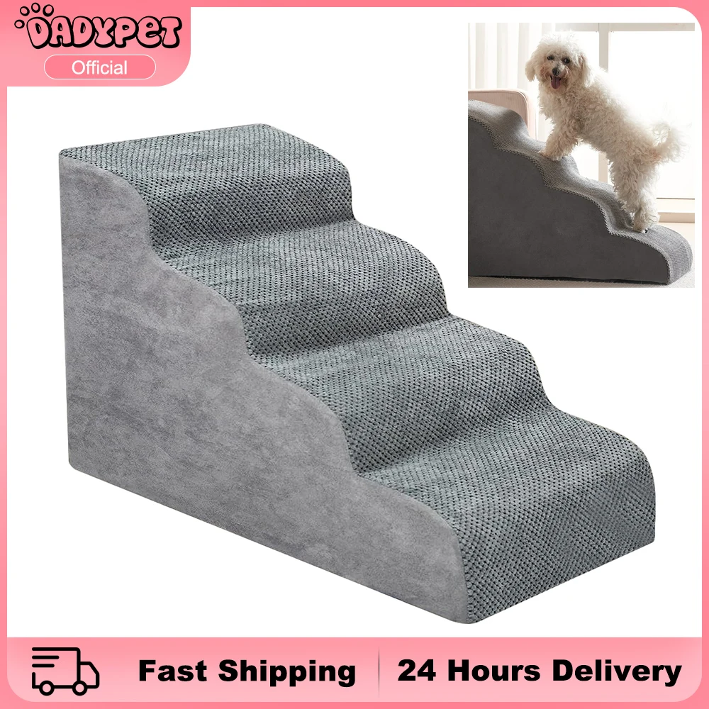Hot Dog House Dog Stairs Pet 4 Steps Stairs for Small Cat Pet Ramp Ladder Anti-slip Removable Dogs Bed Supplies pet ramp stairs