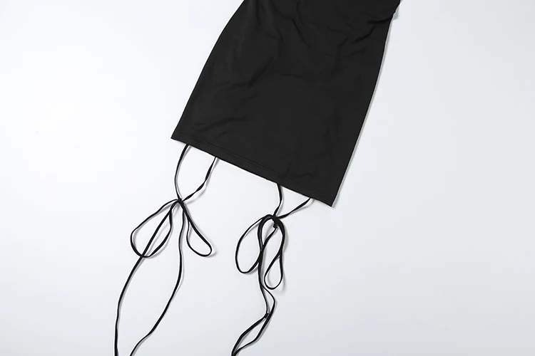 Kliou Sexy Hollow Mini-Kleid für Damen, O-Ausschnitt, ärmellos, Metallringe, Kreuzbandage, Dekoration, Midnight Club Party, Mode, figurbetont – Detail 9