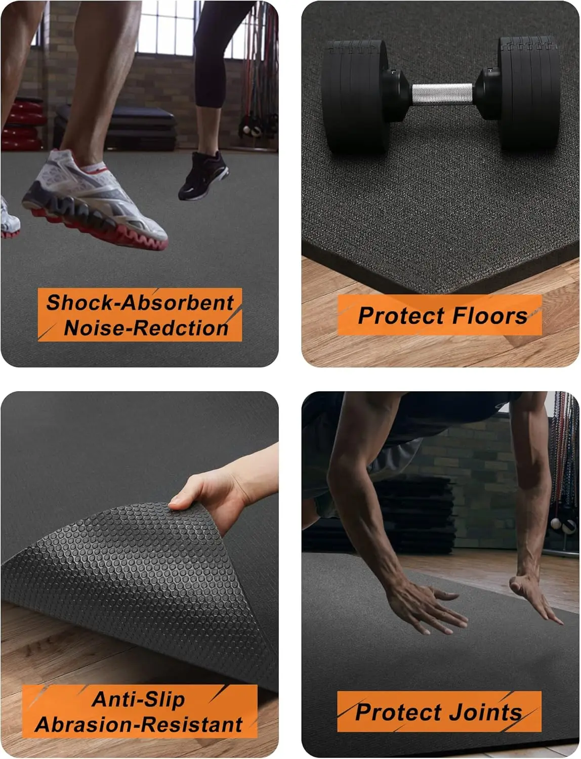 Workout Mat for Home Gym Mats Exercise Heavy Duty Gym Flooring Fitness Mat Large Yoga Cardio