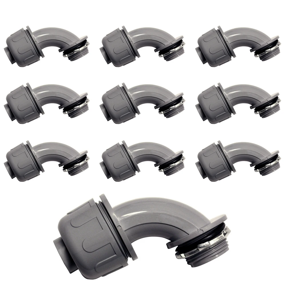 10pcs PVC Cable Connectors 90&deg; Liquid Tight Joint NPT Electrical Conduit Connectors Quick Connect NLTC90 1/2" 3/4" 1" Waterproof