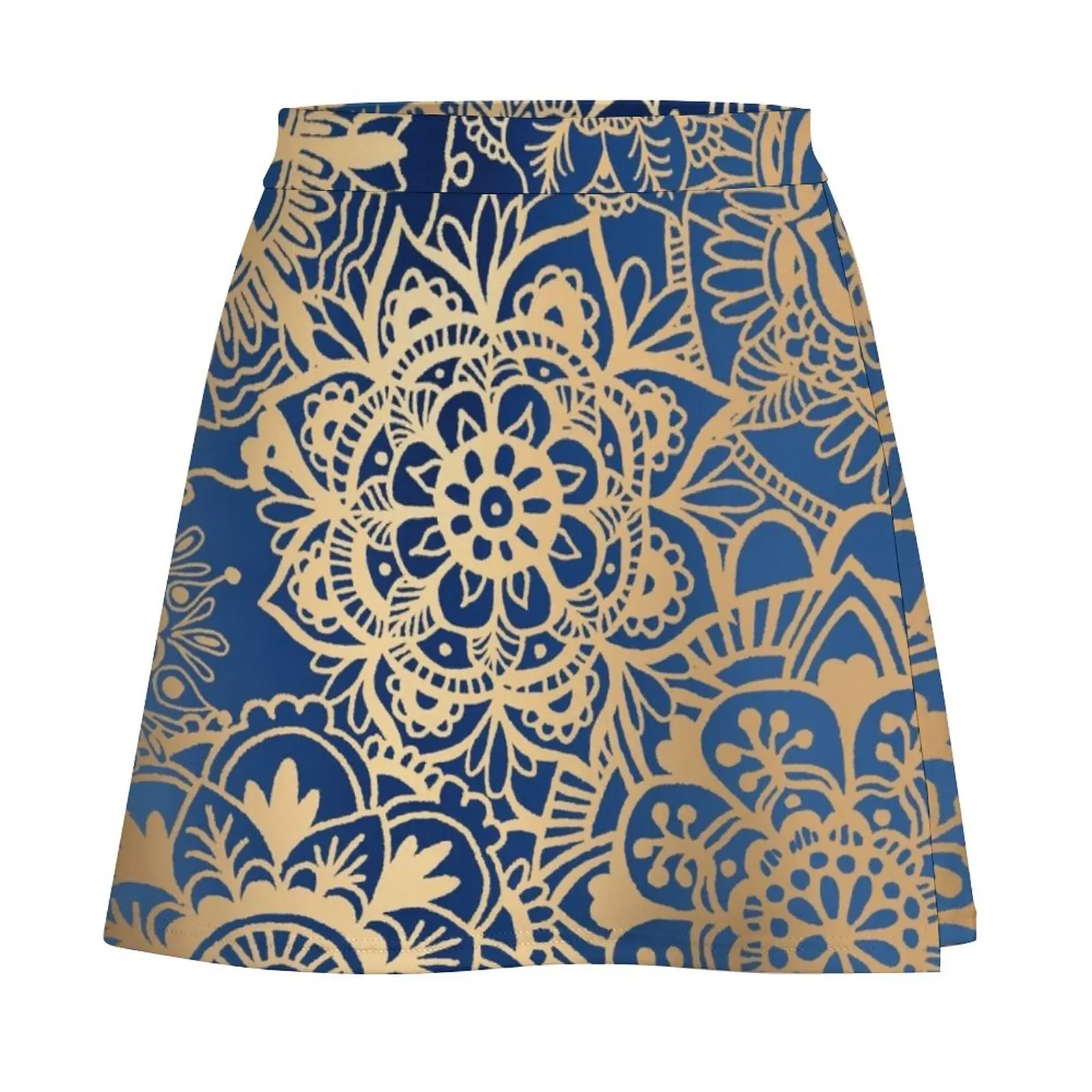 Blue and Gold Mandala Pattern Mini Skirt Clothes for summer extreme mini dress festival outfit women luxury clothes women