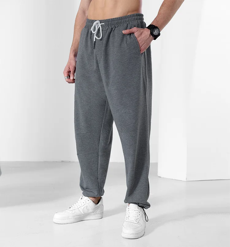 2022 spring new men's casual pants tide brand loose large size straight pocket pants drawstring all-match sports Fitness pants running track pants