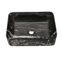 19"x15" Black and Gray Marble Pattern Ceramic Rectangular Vessel Bathroom Sink 1