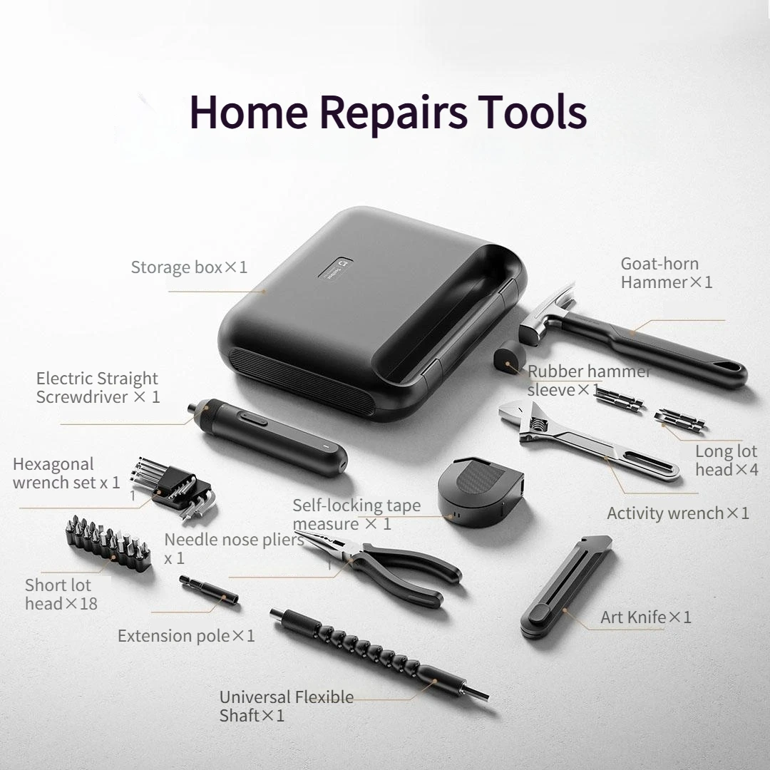 Mijia Power Tool Combo Kits Electric Screwdriver Self-lock Tape Measure Pliers Wrench Home Household DIY Hand Tool Kits 2