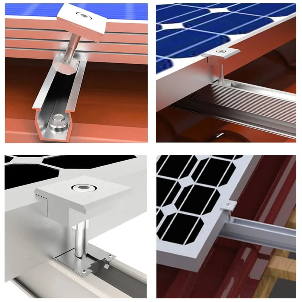 Solar Panel Adjustable Bracket Clamps PV Bracket Mounting Clip Mid And End Clamp For Fixing 30mm 35mm 40mm solar panel mounting set solar panel clips