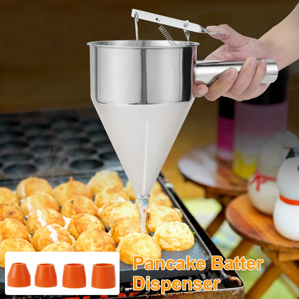 Trechter, Beslagtrechter Met Standaard Grote Premium Roestvrijstalen Dispenser Met Handvat En Stop Cakemix Keukenhulpmiddel Voor Het Bakken Van Pannenkoeken, Wafels, Pannenkoeken En Cupcakes