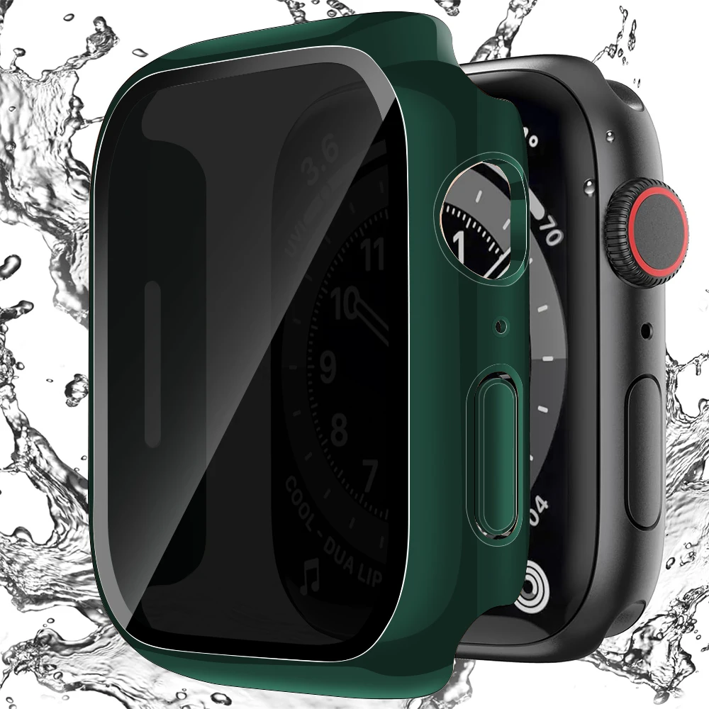 Premium Privacy Screen Protector Hard Case for Apple Watch, Tempered Glass Cover
