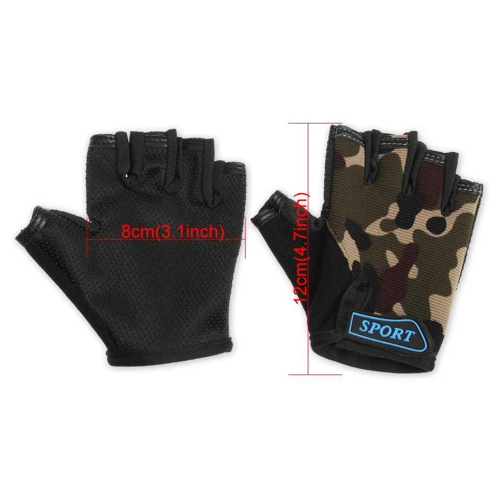 Child Cycling Camouflage Children's Half Finger Bicycle Gloves High Elastic Non-slip Bike Gloves Riding Equipment Accessories 6