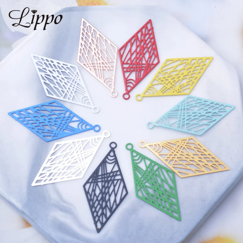 

Металлические подвески AC7408 32*16 мм, Ромбы, латунные филигранные подвески «сделай сам», аксессуары для изготовления ювелирных изделий, 50 шт.