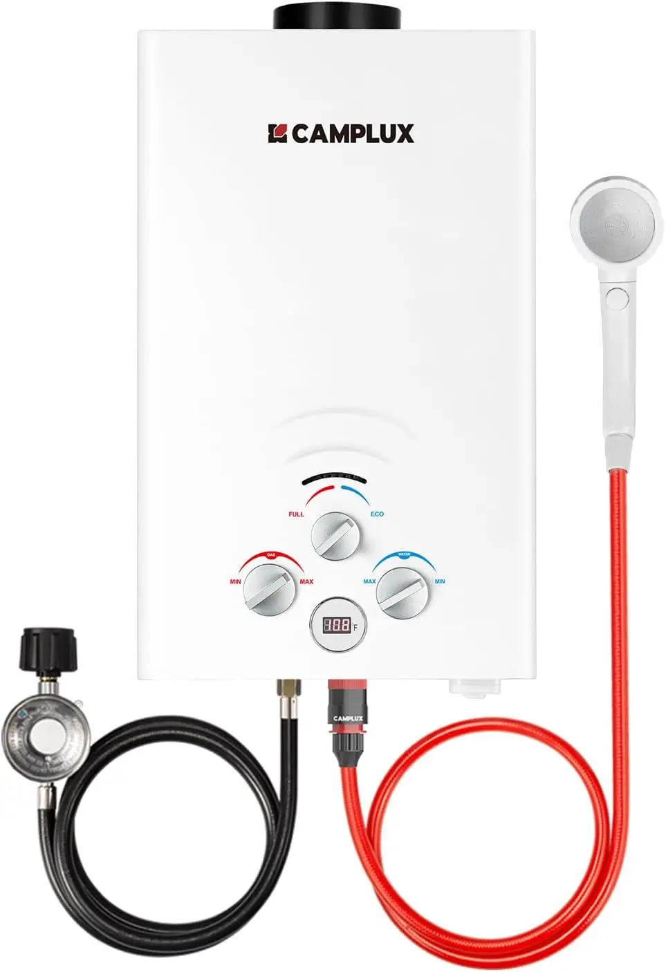 Tankless Water Heater 2.11GPM Portable Water Heater for Camping 55,000 BTU Propane Hot Outdoor BW211 White