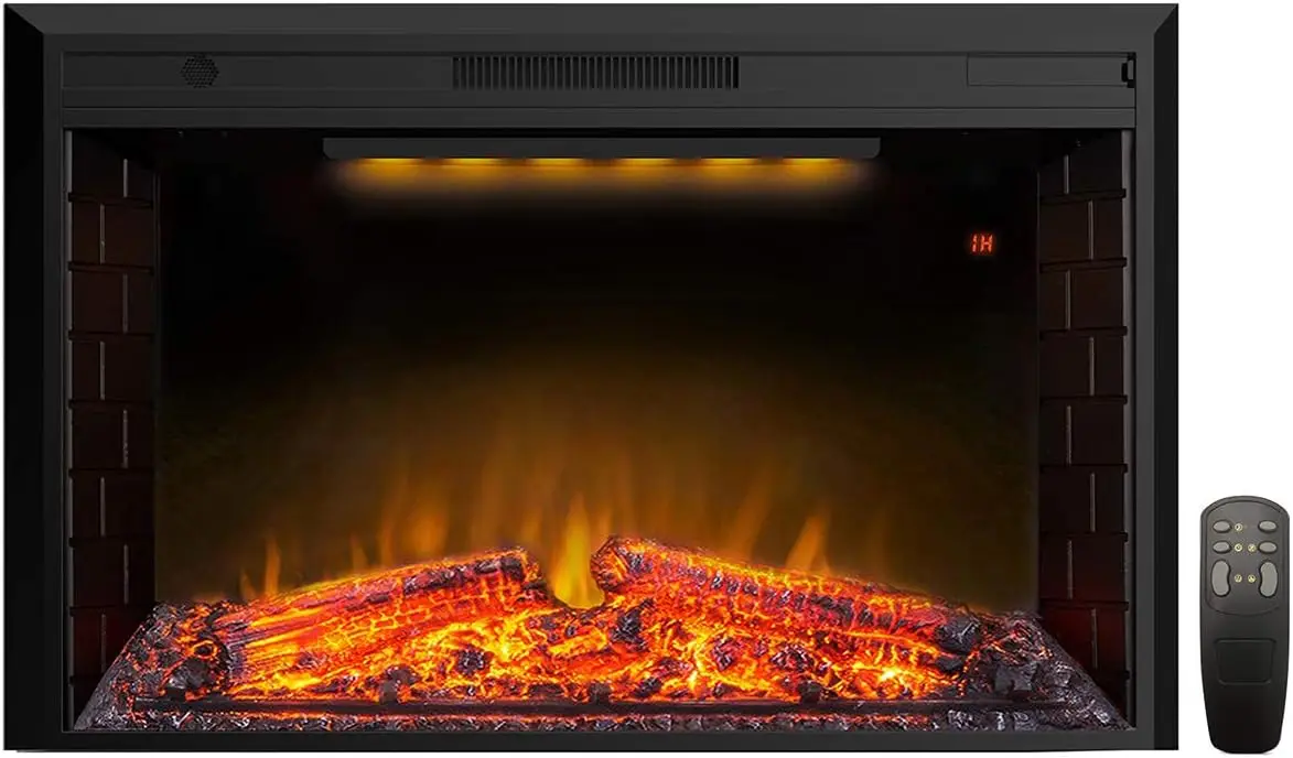 43 Inches Electric Fireplace Heater Insert with Overheating Protection, Fire Crackling Sound, Remote Control, Thermostat, 750/15