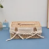 Grass Woven Tissue Box Drawstring Box Living Room Napkin Box Creative Fabric Extraction Solid Wood Tissue Storage Box 3