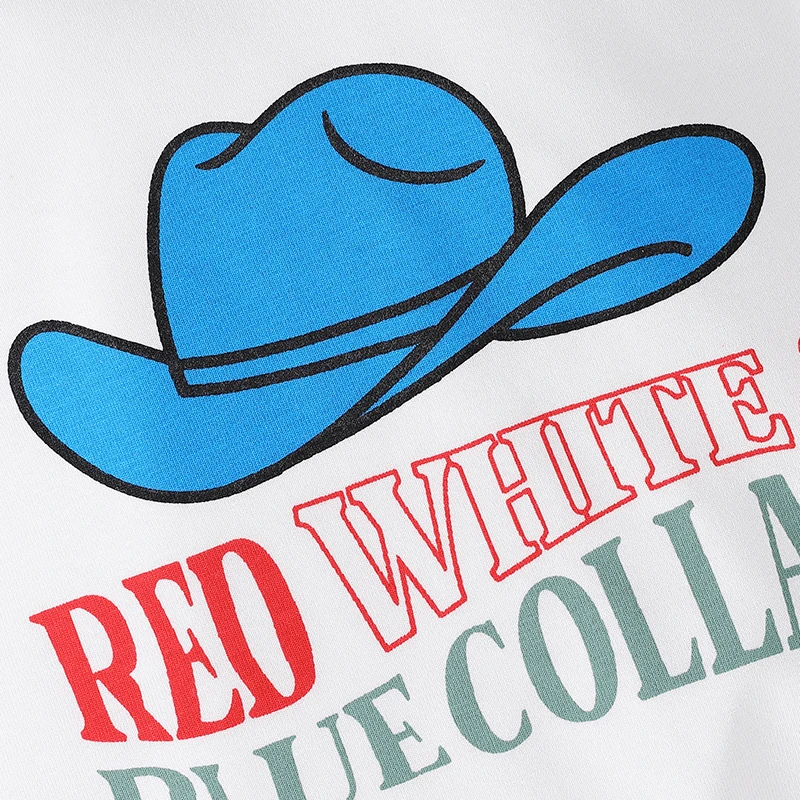 Description Picture 6 of itemBoys Autumn 2PCS Outfit Sets Long Sleeve Letter Cowgirl Hat Print Sweatshirt Pants Sets