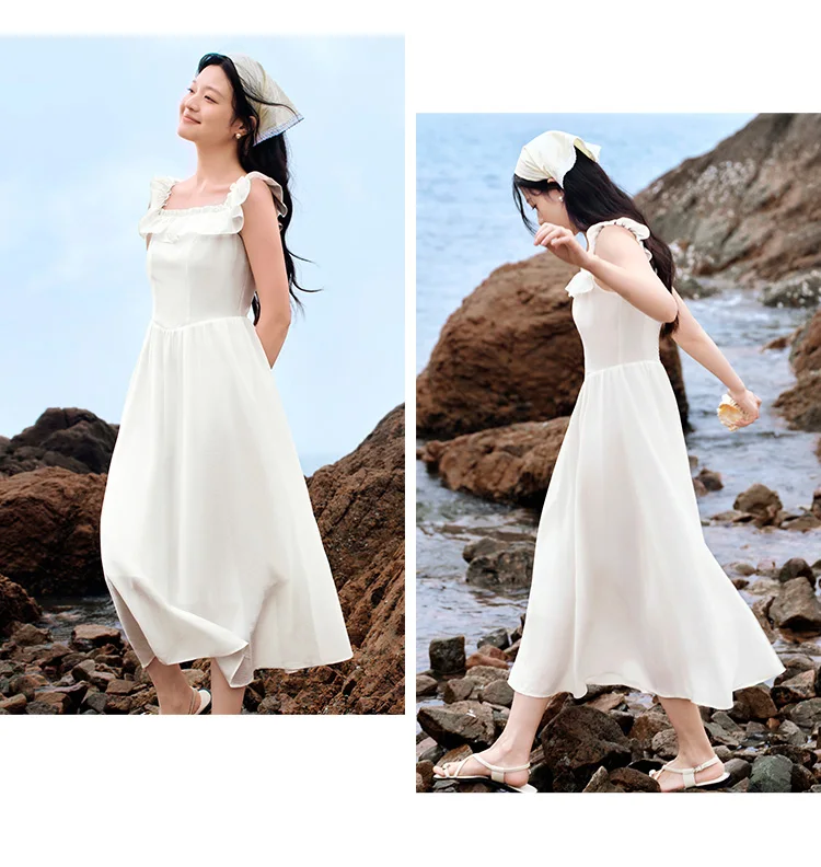 Bodycon Dress Women Slim Fit With Ruffled Hem Summer New Short Flutter Sleeves And Gentle Mid-Length Dress 7 Bodycon Dress Women Slim Fit With Ruffled Hem Summer New Short Flutter Sleeves And Gentle Mid-Length Dress