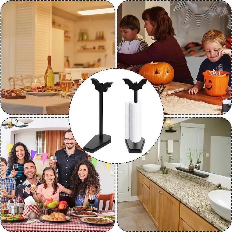 Multipurpose Halloween Paper Towel Holder Gothic Paper Towel Stand with  Coffin Base for bathroom kitchen Home Party Accessories