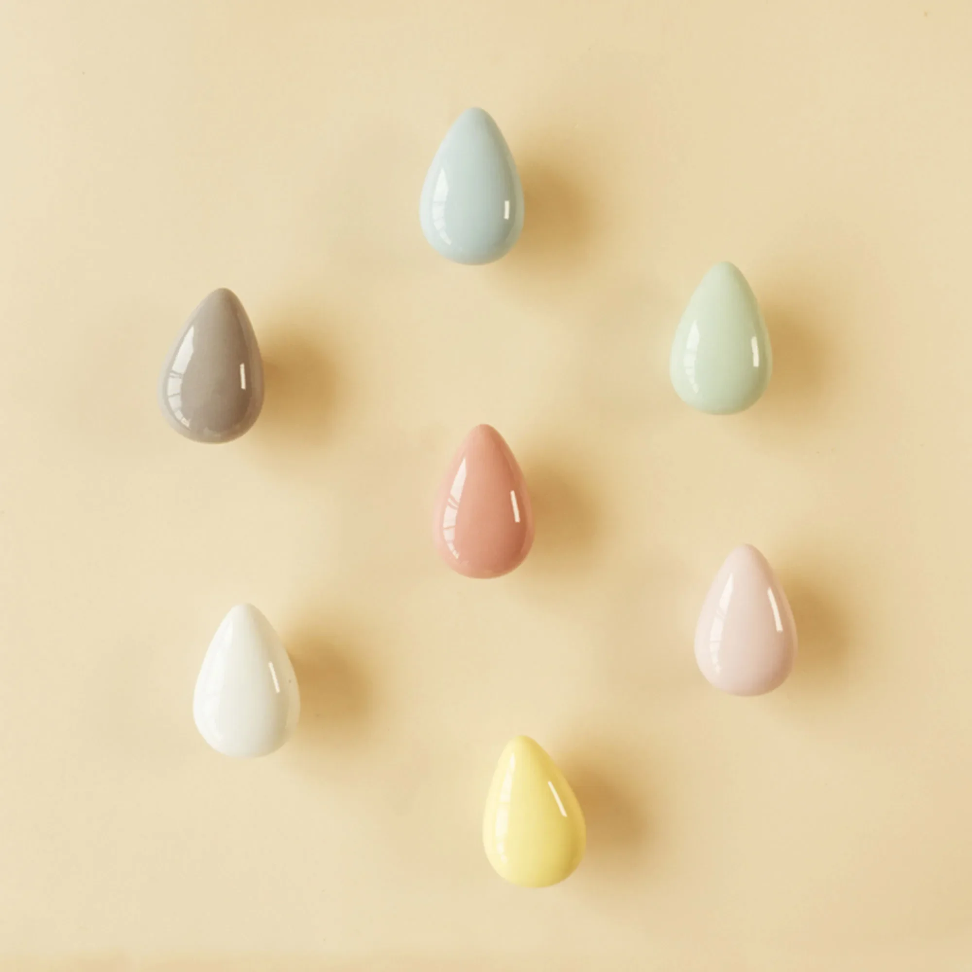 

Ceramic + Solid Brass Wall Mounted Coat Hooks Colorful Clothes Hangers with screws Cabinet Knobs Cute Raindrop Wardrobe Pulls