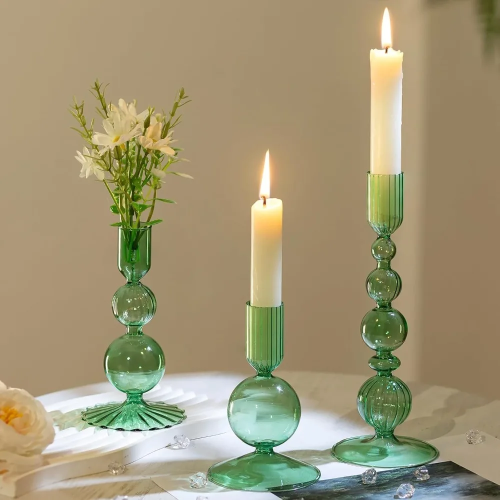Wavy Glass Candle Holder Set 4