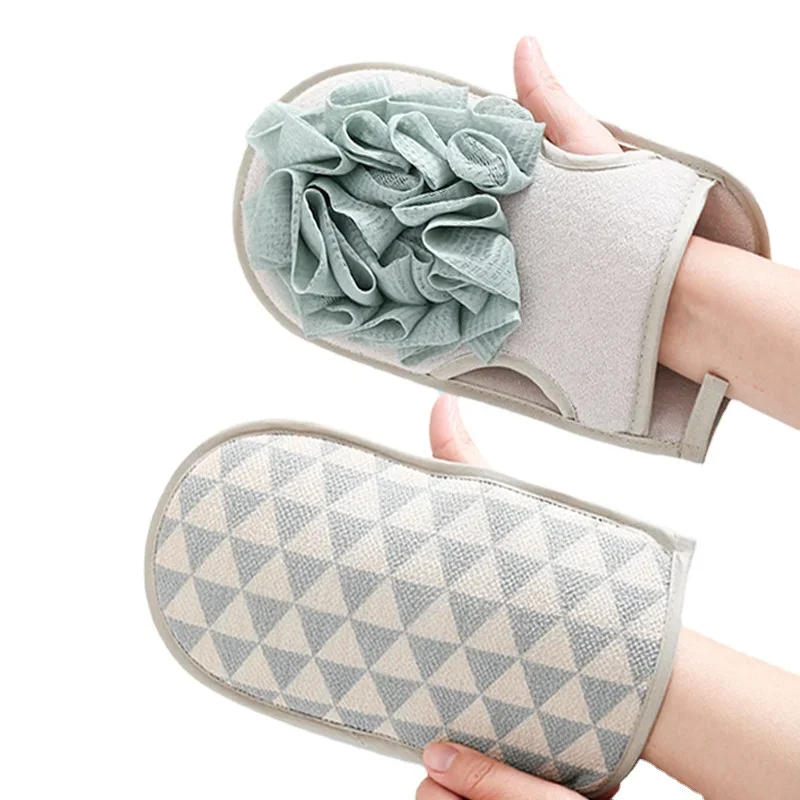 

Бытовой скраб для ванны без пальцев Простые перчатки двусторонние банные Цветочные принадлежности двойного назначения скраб Банные полотенца