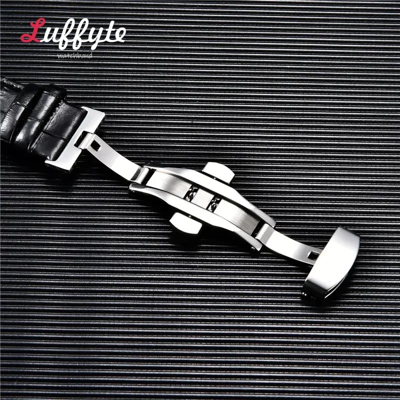 Elegant Leather Strap with Butterfly Buckle