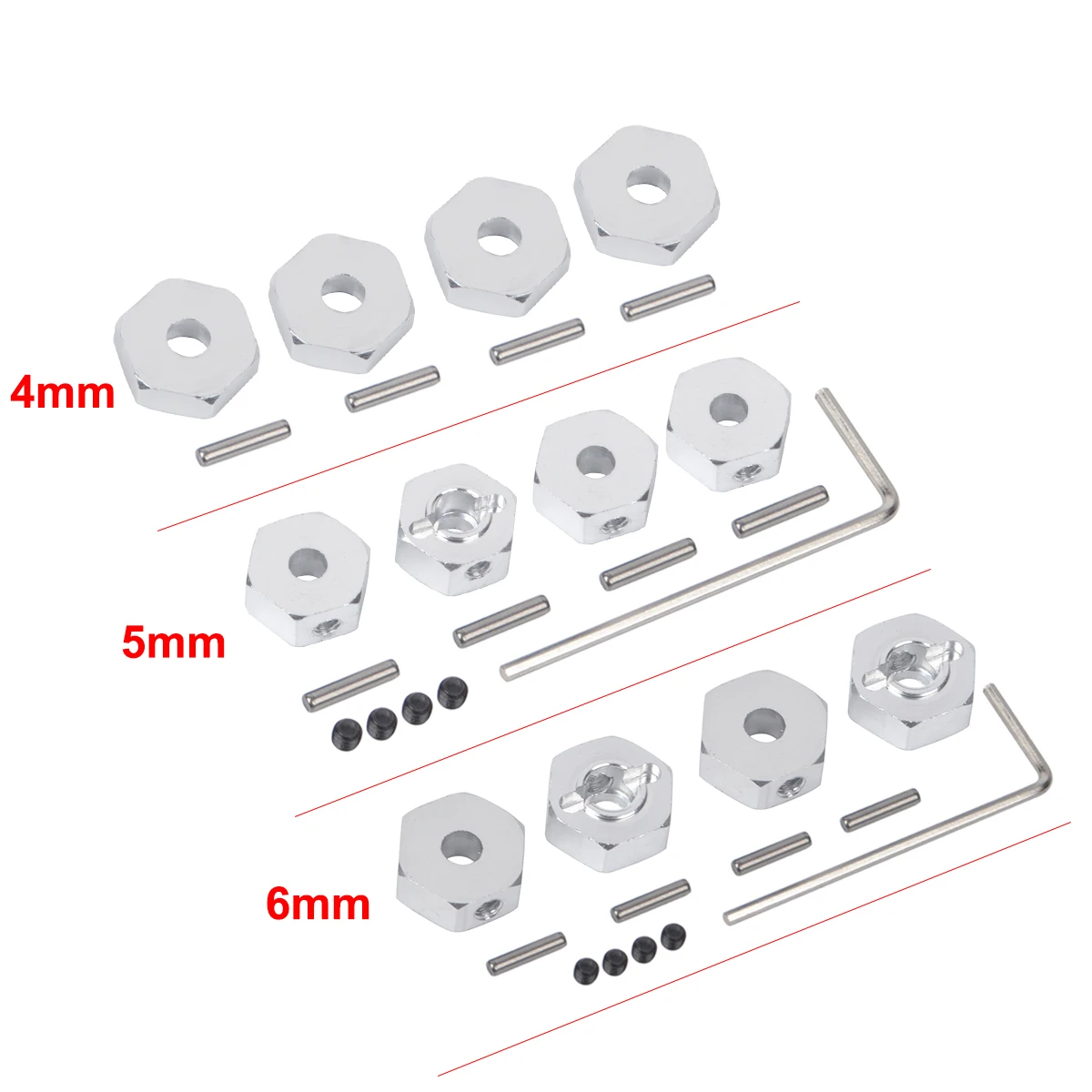 4PCS Aluminium 12MM Rad Hex Drive Naben 4mm/5mm/6mm Adapter für 1/10 RC On Road Drift Racing Auto Buggy Truck Tamiya HSP Wltoys
