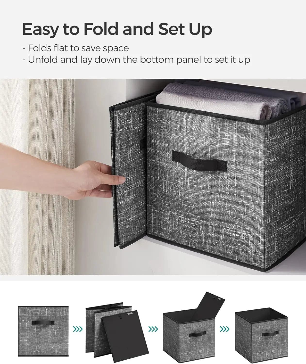 Storage Cubes, 13-Inch Non-Woven Fabric Bins with Double Handles, Set of 6, Closet Organizers for Shelves, Foldable, for Clothes 6