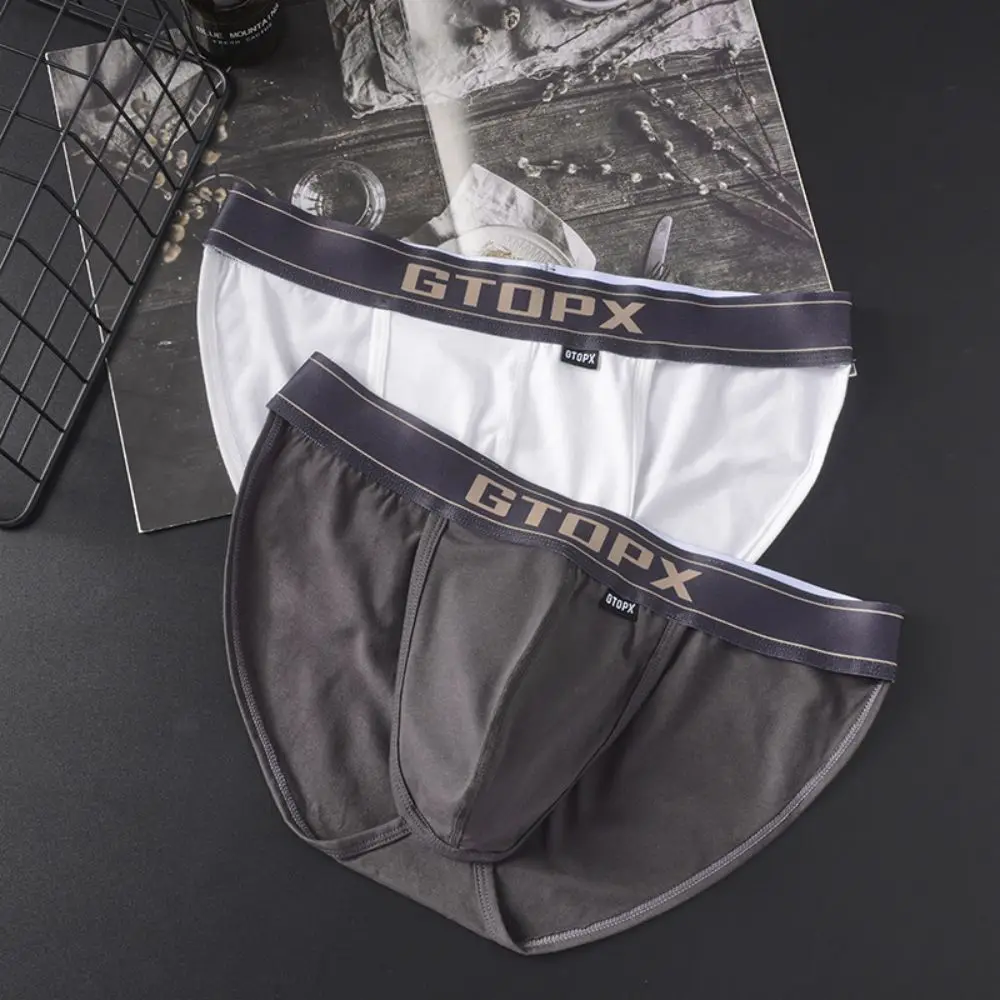 

Men'S Cotton Low Waist High Fork Briefs Comfortable Breathable Sexy Underwear U Bulge Pocket Small Triangle Pants