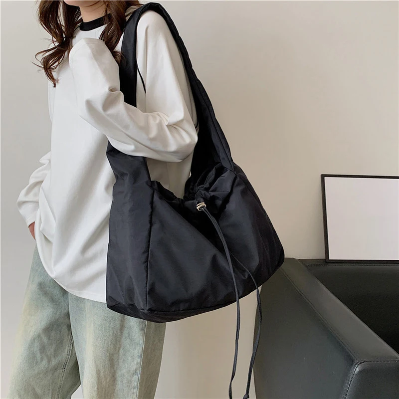 Casual Drawstring Shoulder Bags For Women Large Capacity Handbag Sport Gym Bag Shopping Bag Gilr Crossbody Bag bolsa feminina