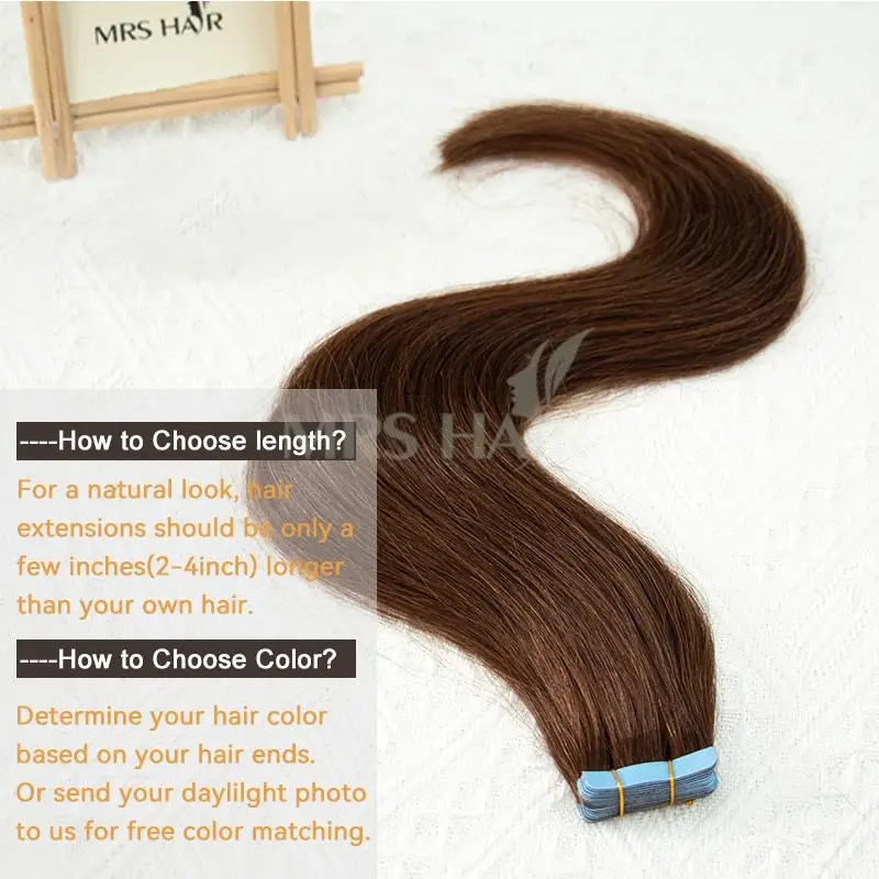 Human Hair Tape In Hair Extensions Machine Made Remy Extensions Full Head 40pcs Brown Blonde 12-24inch Thick Ends Tape On