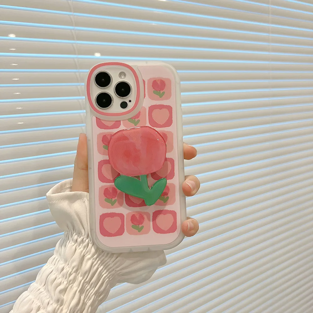 Cartoon Tulip Flowers Shockproof Phone Case - Protective and Stylish Cover