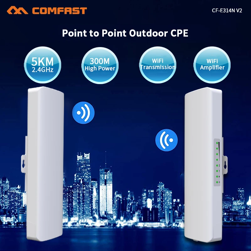 Longo Alcance Outdoor Wireless Wifi Extender ap Bridge 300mbps 2.4g Wi-fi Amplificador de Sinal Antena 14dbi Nanostation Router 35km
