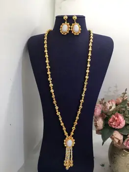 2PCS Luxury Waterdrop Indian Jewelry Sets For Women Wedding Party Dubai Bridal jewelry Set