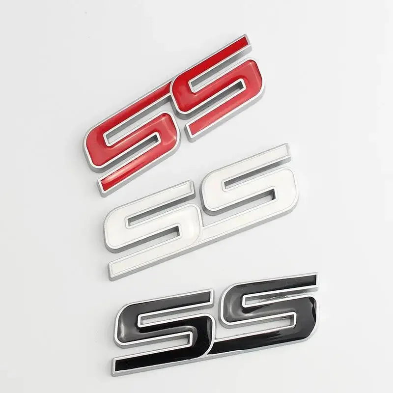 

3D Metal Black White Red Logo SS Emblem Car Fender Badge Trunk Decal for Camaro SS Cruze Impala Camaro Yakista AVEO GMC Terrain