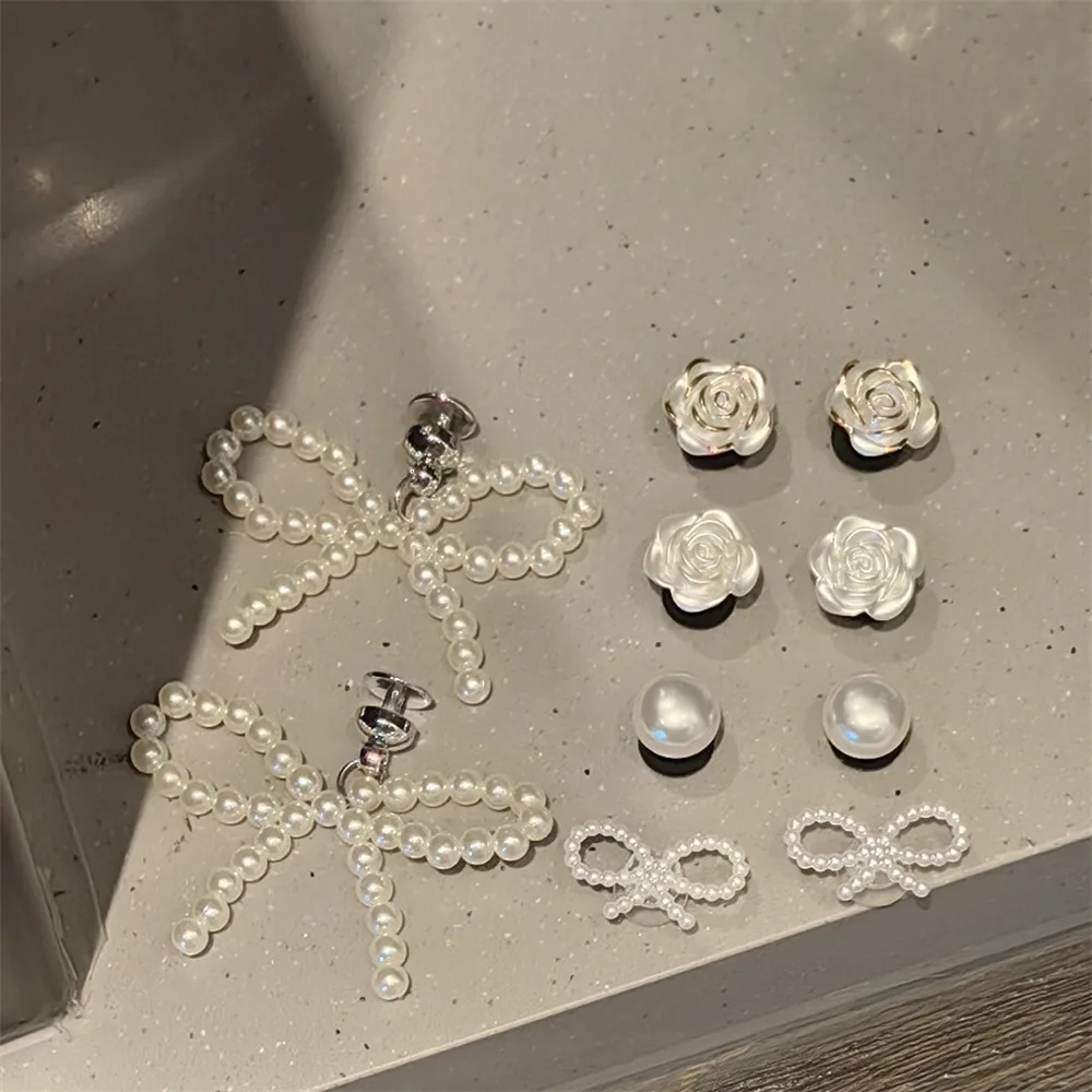 סט תכשיטי נעליים עם קשת פנינה, פרח פנינה מתקדם, קישוטים לנעליים עם אבזם נשלף, אביזרים לנעליים