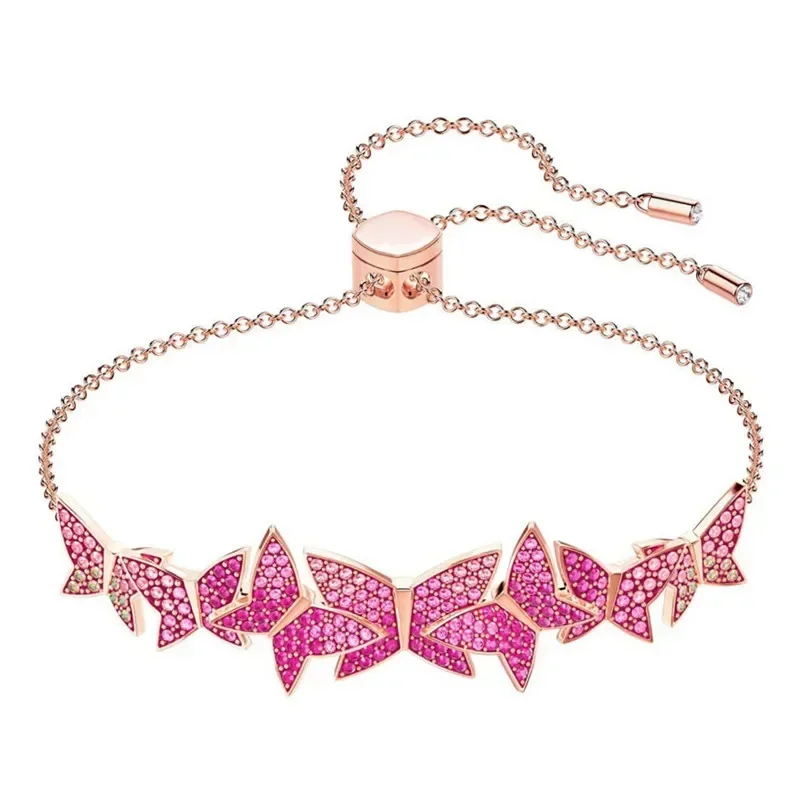 

New high-end Romantic colorful flying butterfly bracelet Crystal from Austrian Good memories Pink butterfly bracelet