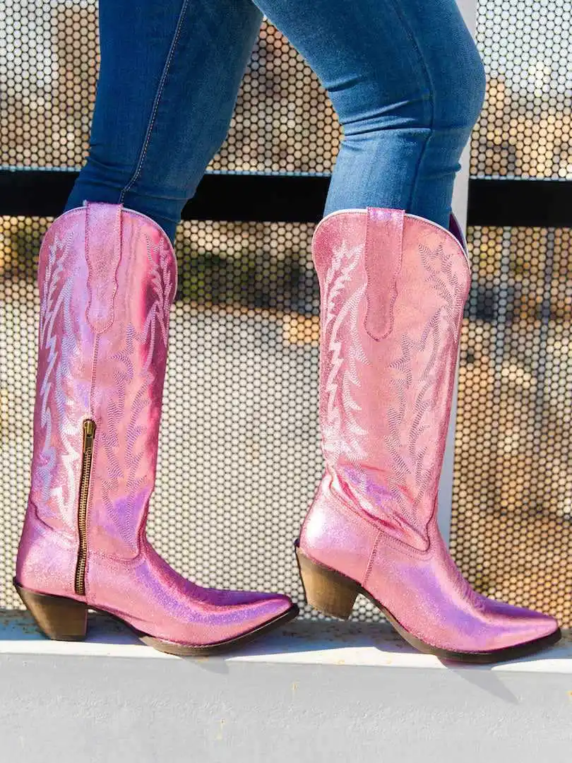 Pink Cowboy Cowgirl Western Boots For 