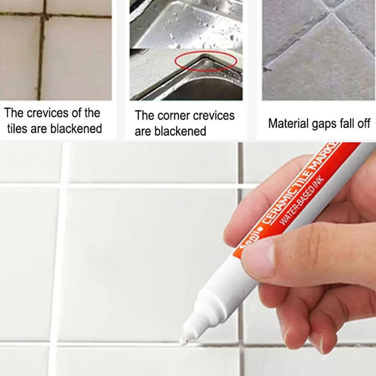 1pc-Waterproof ceramic tile gap repair pen - ceramic tile filling grouting pen, used for mold proof filling, cleaning agent