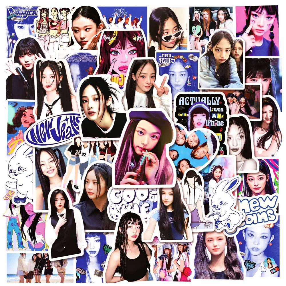

10/30/50PCS New INS Newjeans Girl Group Kpop Stickers Cartoon Creative Animation Kids Car Chair Decoration Waterproof Wholesale