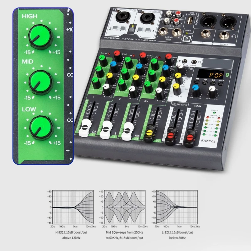 

Stereo Mixer Sound Board with 4Channel,for Studio Recording & Broadcasting