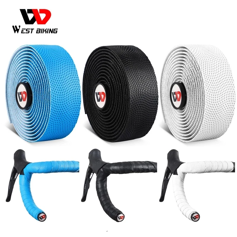 

WEST BIKING Bike Handlebar Tape Anti-slip Silica Gel EVA Shock Absorption Road Bicycle Handle Bar Tape Wrap End Plug Accessories