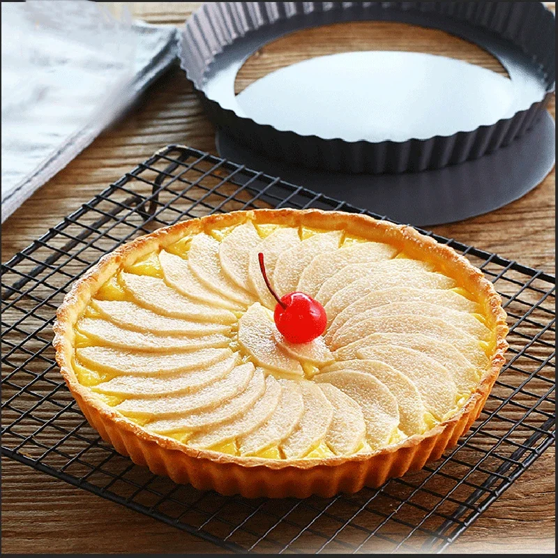 6PCS Non-Stick Tart Quiche Flan Pan 10cm Pastry Round Molds Pizza Cake Bakeware Removable Loose Cake Baking Tools