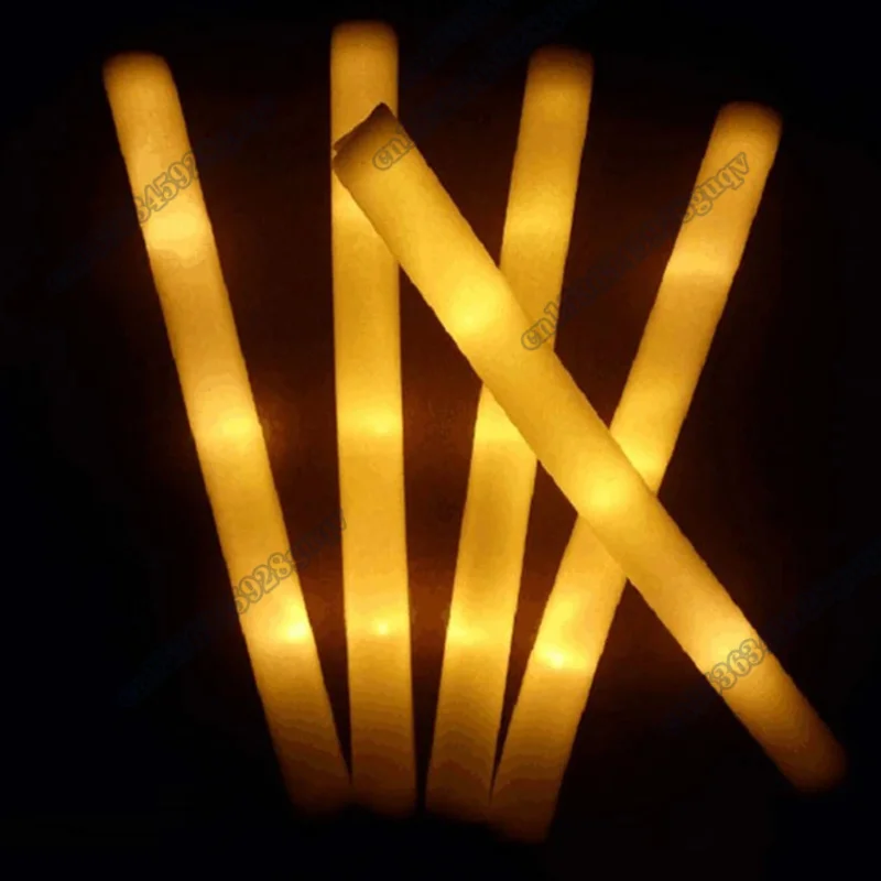 노란색 거품 글로우 스틱 Led 폼 스틱 3 가지 모드 깜박이는 폼 라이트 스틱, 어두운 파티 용품, 20 개