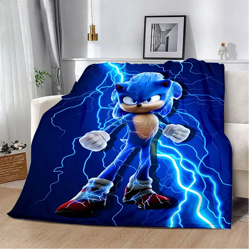 Picnic Blanket S-Sonic H-Hedgehog Printed Blanket Picnic Blankets Warm Blanket Soft and Comfortable Home Travel Birthday Gift