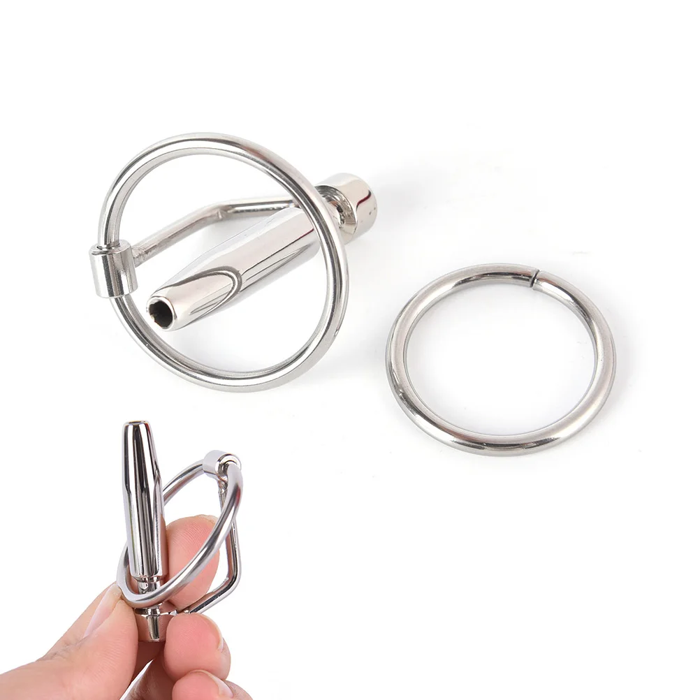 Stainless Steel Hollow Urethral Catheter Sounding Dilators Penis Plug With Glans Rings Metal Insertion Rods Sex Toy For Men