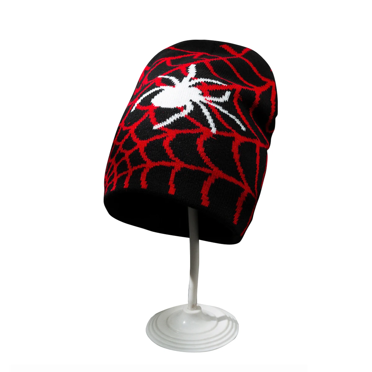 

New Autumn Winter Spider Web Print Knitted Skull Hat For Men Movie Fashion Pullover Warm Street Unique Hip Hop Women Beanie Hats