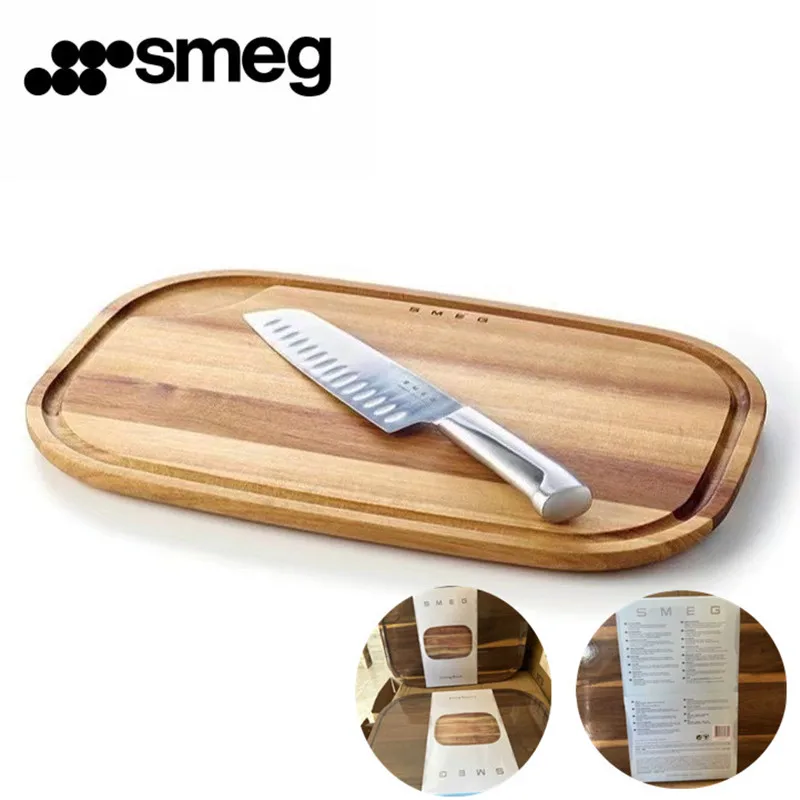 Smeg Tagliere In Legno Di Acacia E Pino Antimuffa, Antibatterico, Senza Lacca E Tagliere In Legno Massello Senza Cera