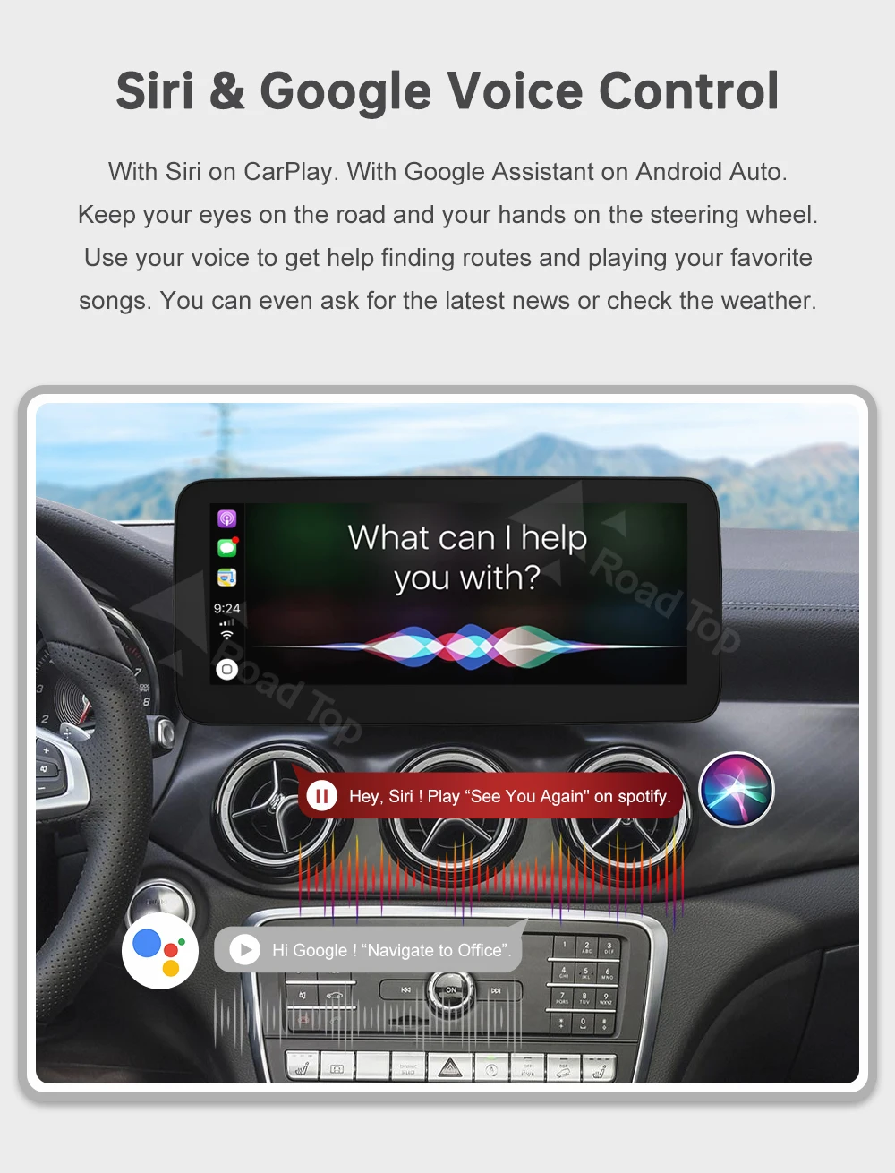 Kabelloses CarPlay Android Auto Multimedia-Radio-Display für Mercedes-Benz A B CLA GLA Klasse W176 W246 2016-2018 NTG5.0 – Detail 14