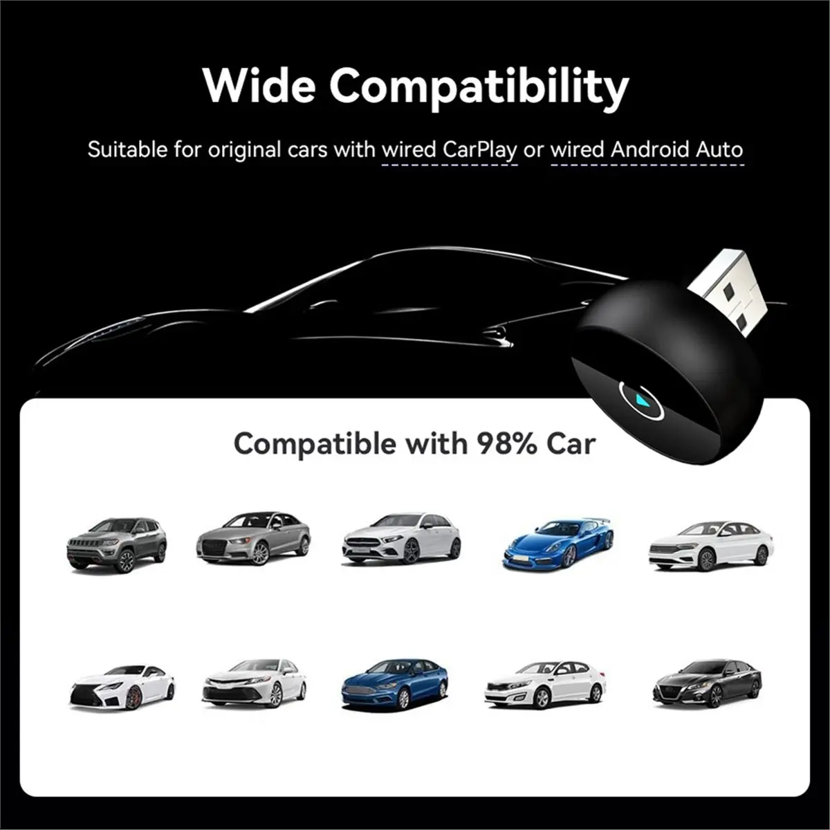 A10R 무선 카플레이 어댑터 스마트 AI 박스 2in1 카플레이/안드로이드 오토 BT5.2 USB 동글 유선 카플레이를 무선 카플레이로 변환